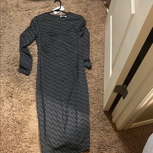 Boss Charcoal Geometric Long Sleeve Dress